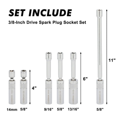 6-Piece Magnetic Swivel Spark Plug Socket Set – 360° Flexibility for Hard-to-Reach Spark Plugs
