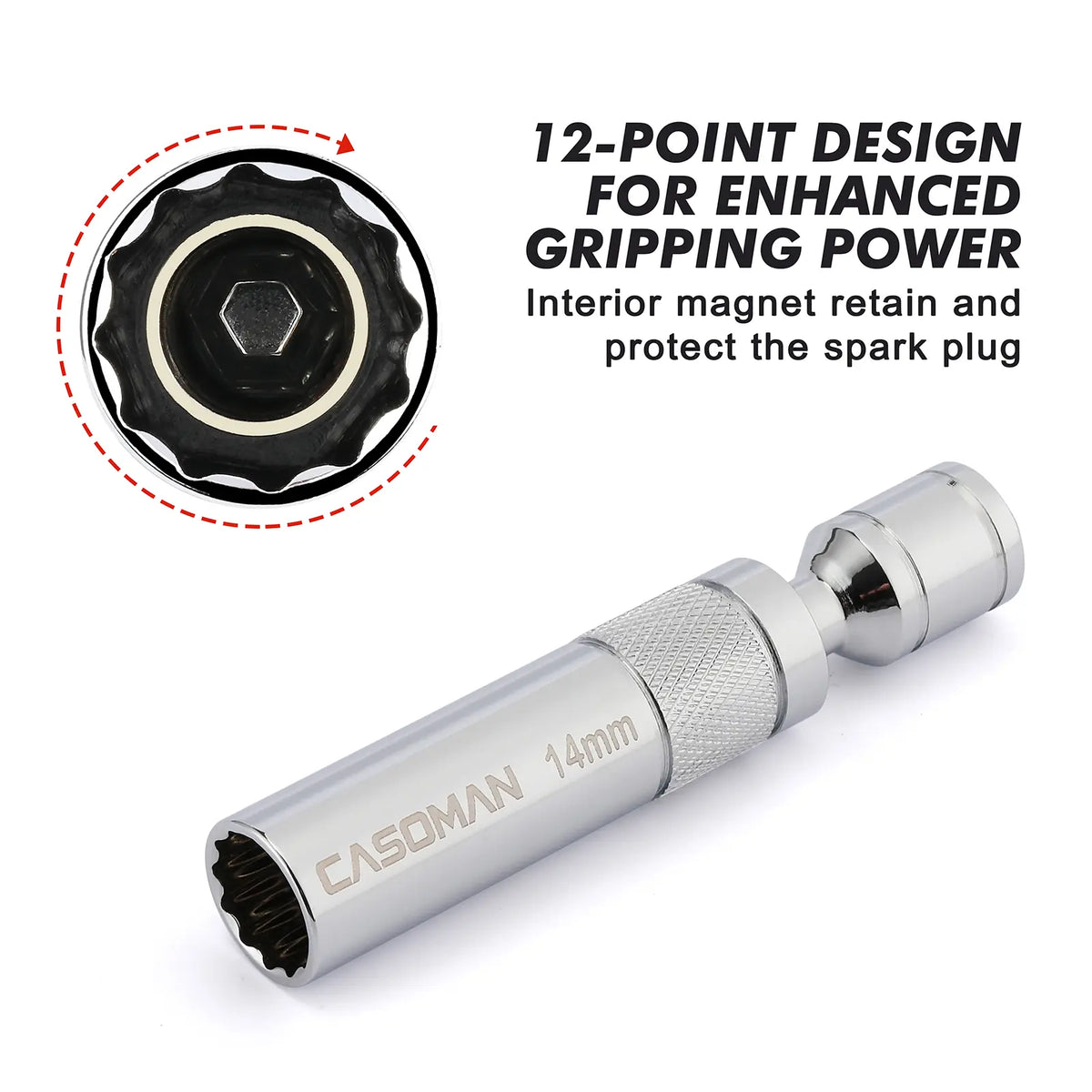 6-Piece Magnetic Swivel Spark Plug Socket Set – 360° Flexibility for Hard-to-Reach Spark Plugs